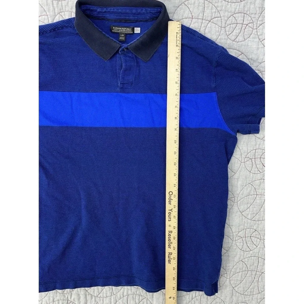 Banana Republic BR+ Luxury Touch Performance Polo Golf‎ Shirt Large Blue Stripe